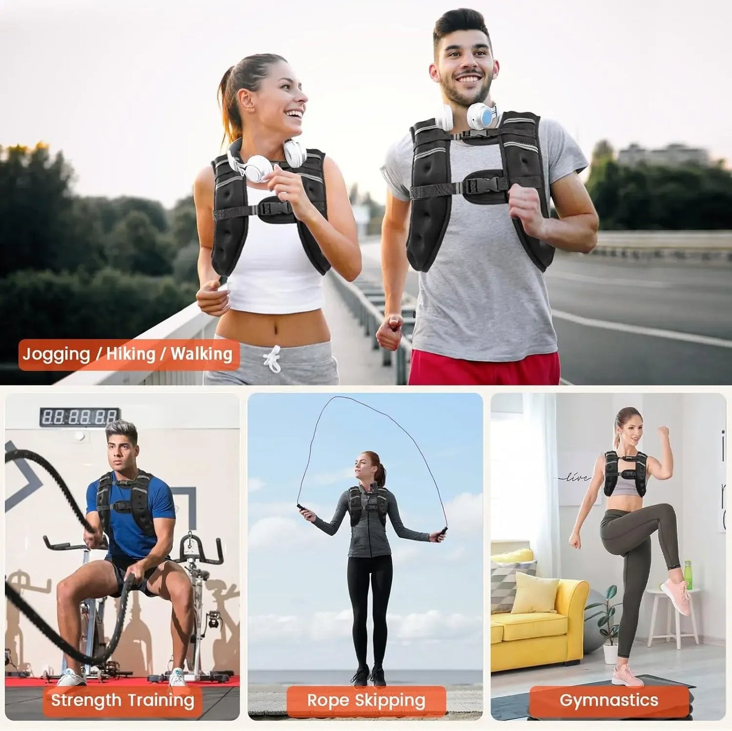 Adjustable Weighted Vest with Reflective Stripes